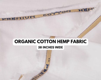 Organic white hemp cotton fabric | 58 inches wide | perfect for dresses, shirts, curtains, home furnishing, sewing, quilting | by the yard