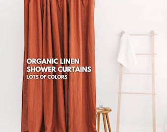 100% organic linen gots certified shower curtain | chemical free | looks rustic yet elegant | completely handmade