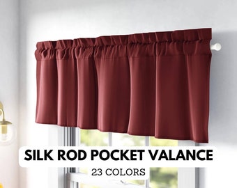 Cotton silk valance curtain with rod pocket header | 23 colors available | for kitchen livingroom bedroom bathroom