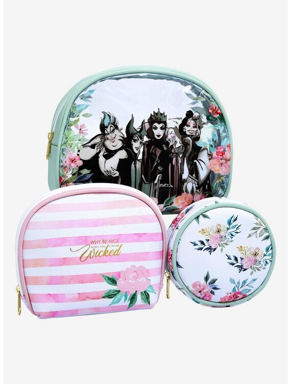 New Disney Villains Floral Cosmetic Bag Set Etsy