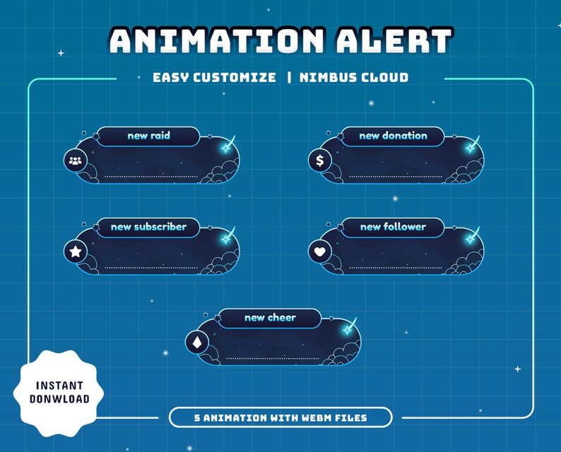 Nimbus Cloud Animated Stream Alerts/transition/stream Overlay/panels ...