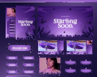 Animated Mystic Butterfly Glow Stream Pack: Purple Fantasy Forest for Twitch and OBS/Streamlabs