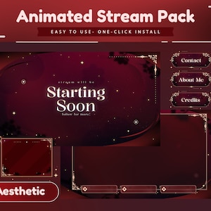 Pacote de fluxo animado Sakura Essence/Transição/Sobreposição de fluxo/Painel/Vermelho escuro/Cor vermelha/Tema estético/Conjunto Twitch/Animação/Design de flores