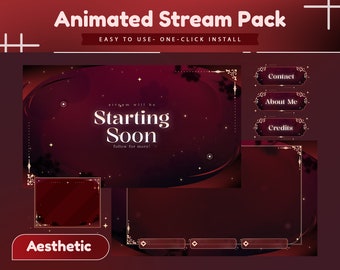 Sakura Essence Animated Stream Package/Transition/Stream Overlay/Panel/Dark Red/Red Color/Aesthetic Theme/Twitch Set/Animation/Flower Design
