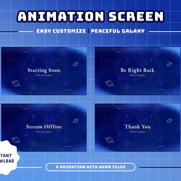 Peaceful Galaxy Animated Stream Screens/Transition/Stream Overlay/Panels/Sky/Simple/Aesthetic/Galaxy/Cute/Celestial/Cozy/Outer Space Style