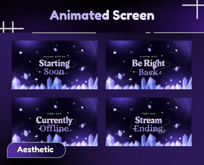 Kawaii Amethyst Stream Package | Crystal Animated Overlay | Twitch ...