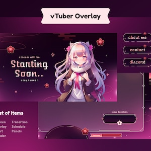 Blooming Nebula VTuber Animated Stream Package/Stream Overlay/Transition/Panels/Calm/Cute/Aesthetic/VTuber Designs/Etsy VTuber/Etsy Japan