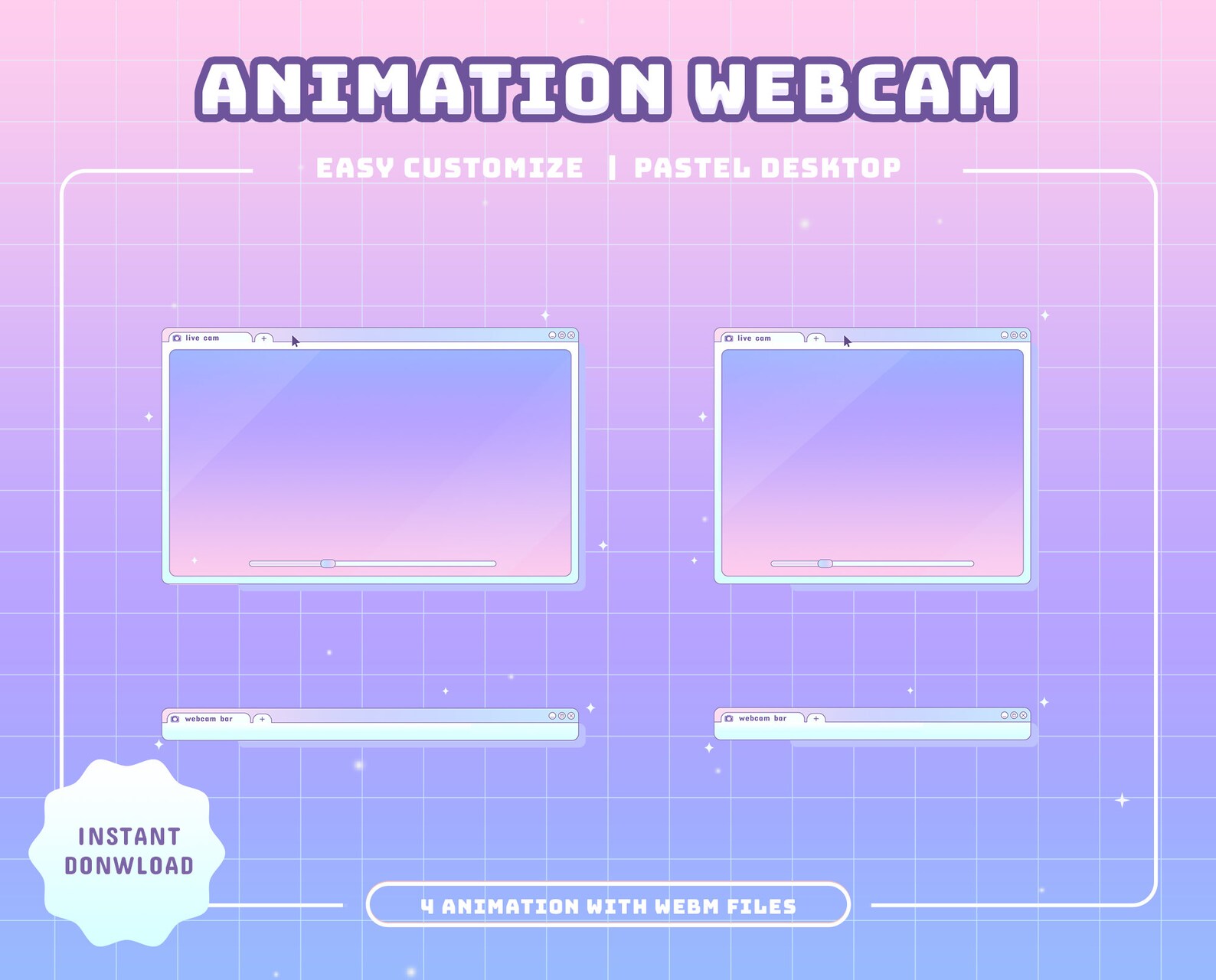 Pastel Animated Desktop Stream Pack | Cozy Vtuber Overlay, Panels ...