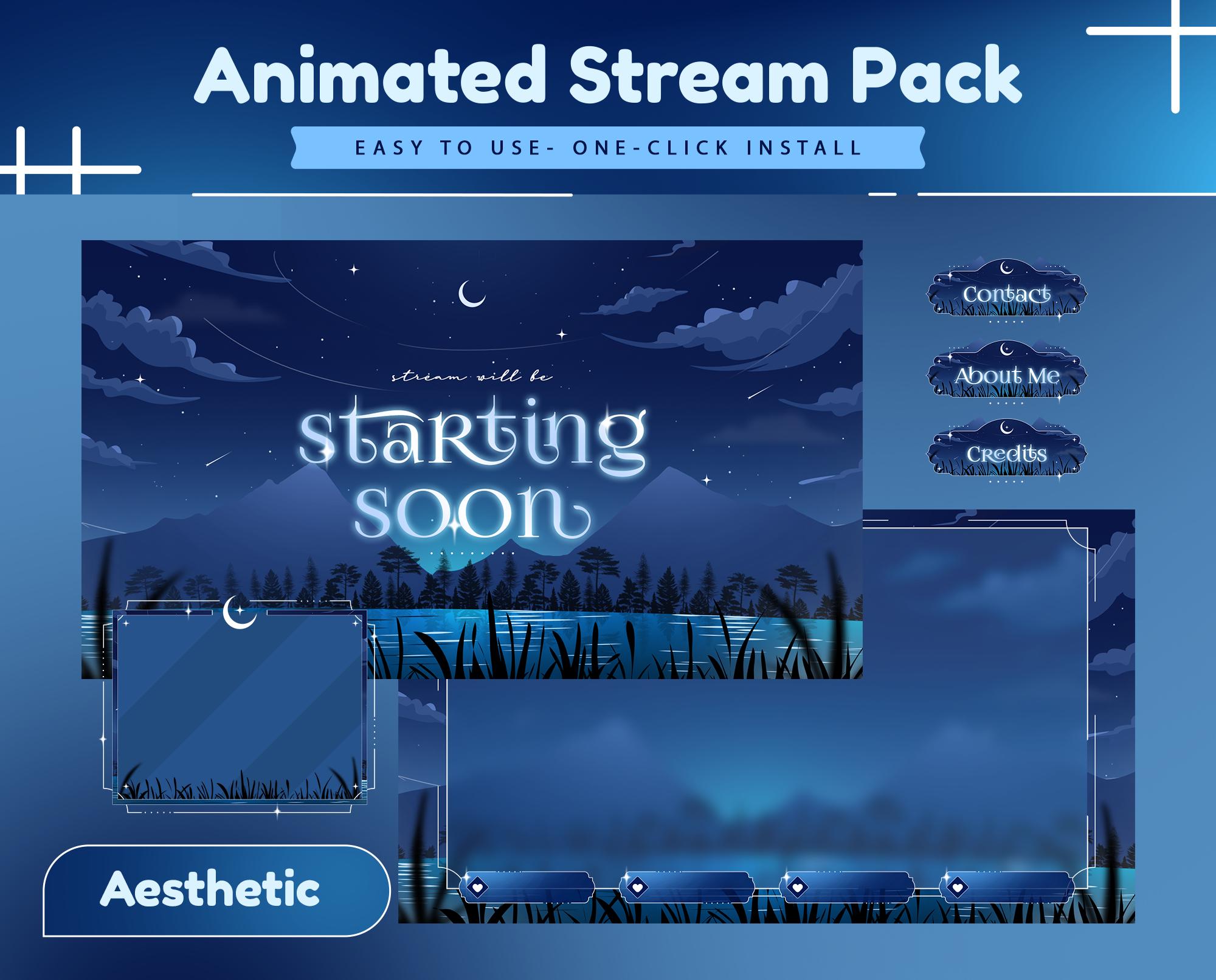 Bluegrass Estuary Animated Stream Package for Twitch, Kick, Youtube/Stream Overlay/Cute Overlay/Aesthetic Thame/Cloud/Elegant/Simple