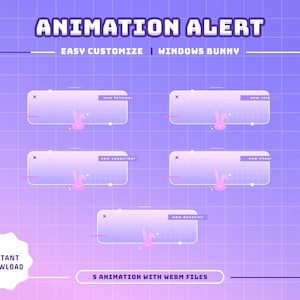 Windows Bunny Animated Stream Alert/Stream Overlay/Transition/Panels/Cute Overlay/Funny/Cute Bunny/Calm Theme/Cutie/Rabbit/Nature/Love