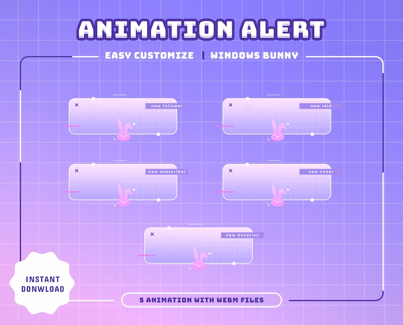 Bunny Animated Stream Alerts, Transitions, and Panels (webm) - Etsy