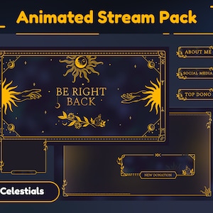 Mystic Sun Animated Stream Package/Stream overlay/Stream Package/Celestial Theme/Transition/Panel/Mystic Theme/Galaxy/Yellow/Blue/Mystical