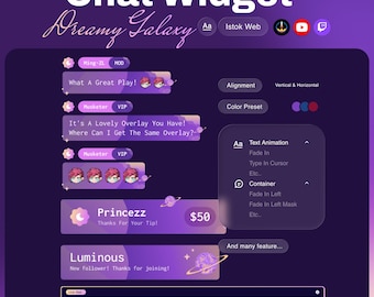 Dreamy Galaxy Chat Widget | Animated Alerts, Roles for Twitch, YouTube (Digital Download)