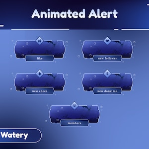 Blue Reef Animated Stream Alert/Stream Overlay/Blue Theme/Watery Theme/Aqua Water/Transition/Panels/Animation/Ocean Theme/Deep Blue Color