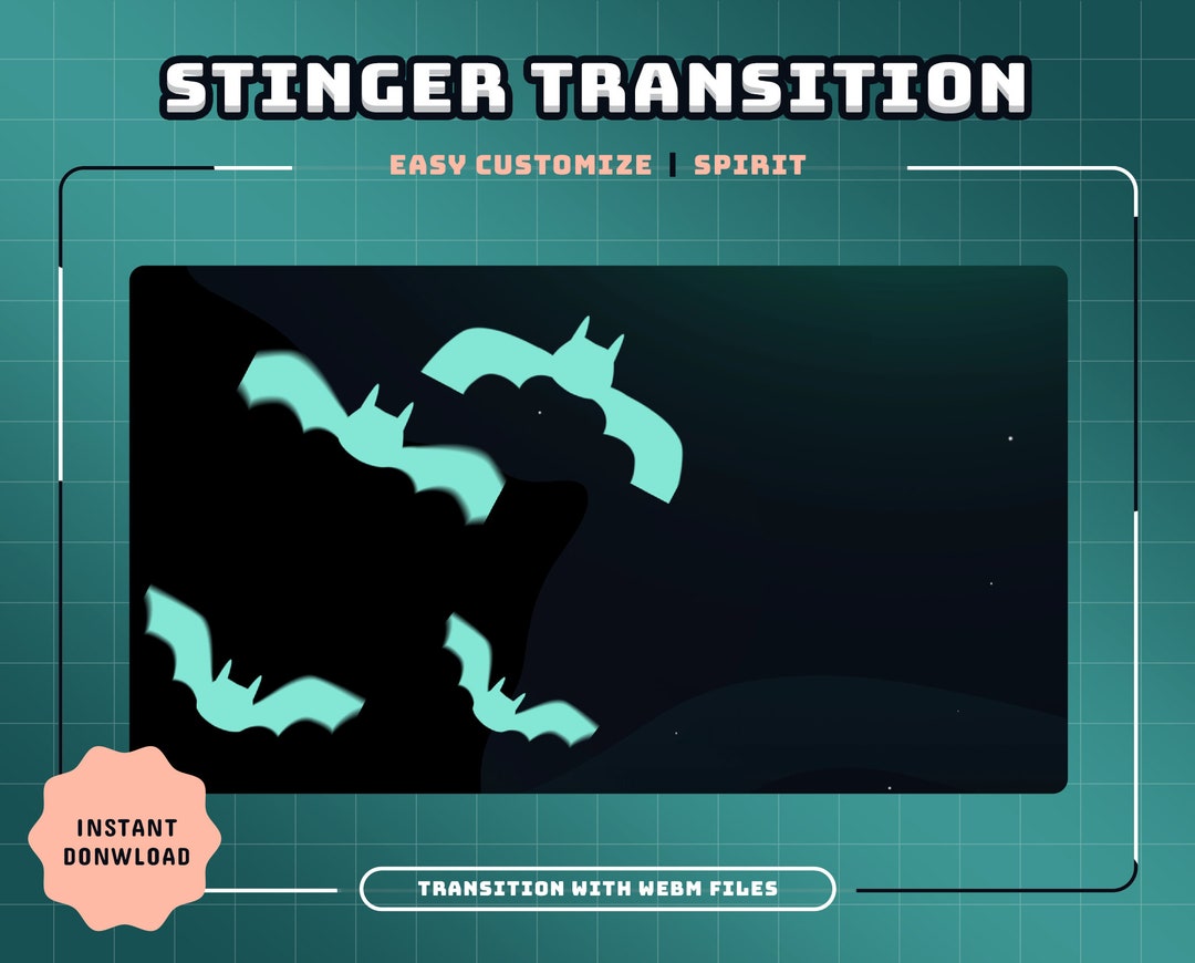 Stream Transition Sticker Animated Bat Stream Transition | Spooky Twitch Overlay (webm) - Etsy
