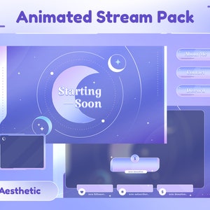 Crescent Animated Stream Package/Transition/Stream Overlay/Panels/Calm/Simple/Aesthetic/Cute Theme/Lines/Purple/Pastel/Galaxy/Star