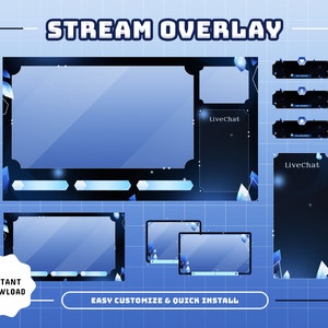 Crystal Mirage animiertes Stream Paket/Übergang/Stream Overlay/Panels/Diamant/Blau/Süßes Thema/Einfach/Glänzend/Cutie/Kristallgalaxie Bild 2