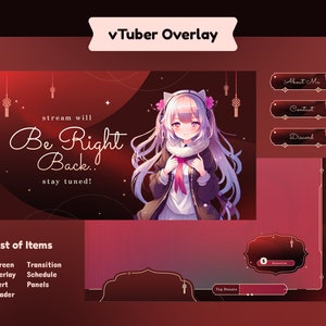 Majestic Red VTuber Animated Stream Package/Stream Overlay/Transition/Panels/Chinese/Japanese/Lantern Festival/Red/Pink/Aesthetic/Calm