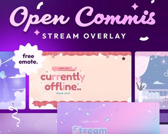 Commission Animated Background Stream Package | Stream Overlay for OBS | Vtuber Stream Overlay | Twitch Overlay | Aesthetic Clean Stream