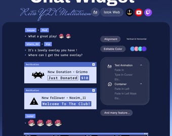 Retro Y2K Multistream Chat Widget | Animated & Customizable | Twitch and YouTube : StreamElements OBS (Digital Download)