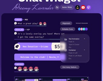 Dreamy Lavender Chat Widget | Soft Purple | Animated & Customizable | Twitch: StreamElements OBS (Digital Download)