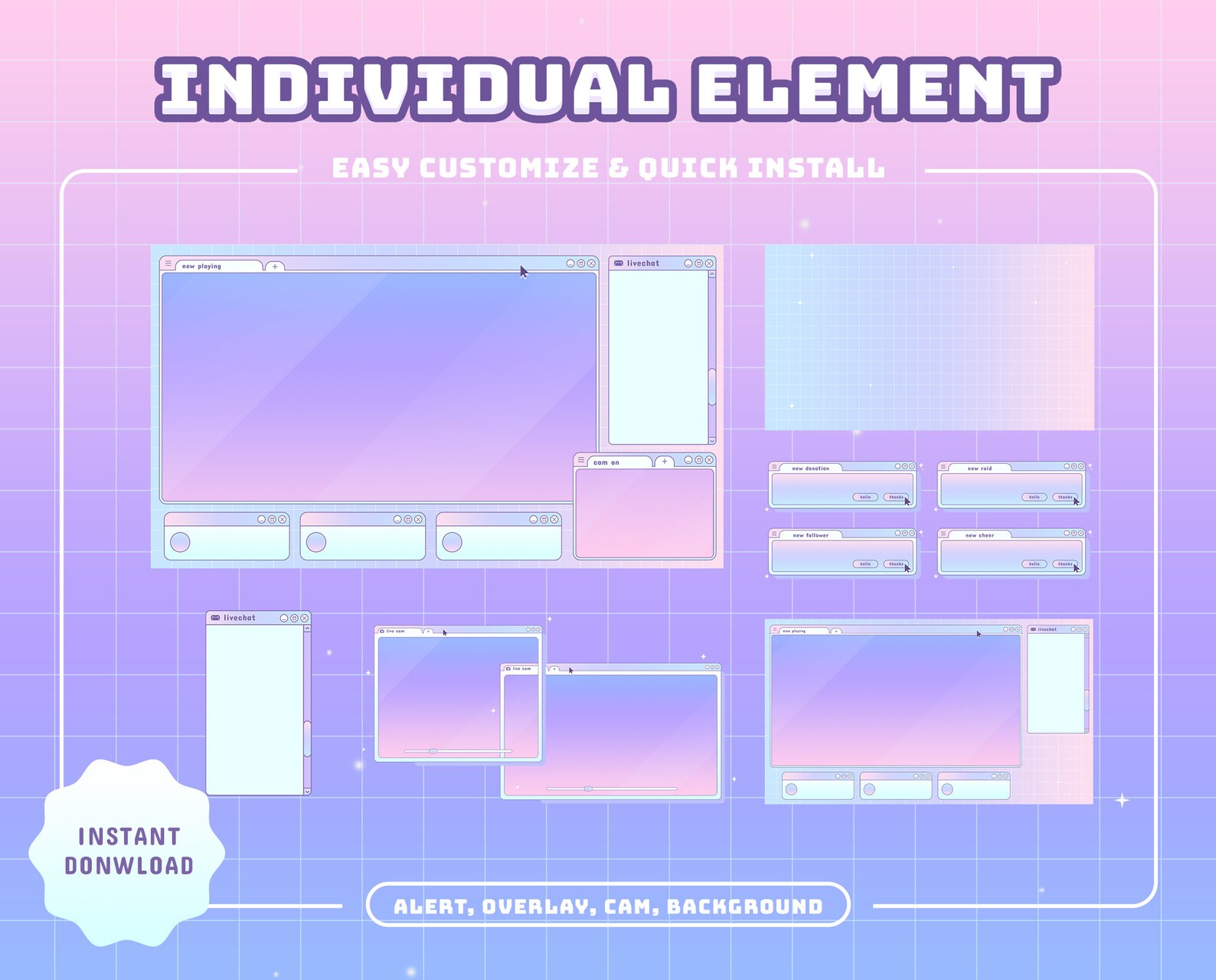 Pastel Animated Desktop Stream Pack | Cozy Vtuber Overlay, Panels ...