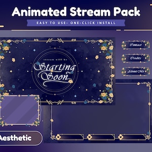 Royal Blossom Animated Stream Package/Twitch Set/Stream Overlay/Aesthetic Theme/Purple Theme/Pastel Theme/Flower Design/Purple Color/Elegant