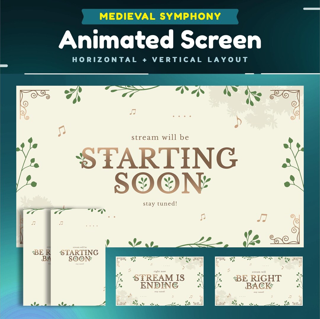 Medieval Symphony Animated Stream Screen Package for Twitch/beige and ...