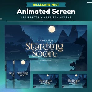 Hillscape Mist Animated Stream Screen Package/Stream Screen/Starting Soon Screen for TikTok/Mystic Mountains/Aesthetic/Nature/Serene Night