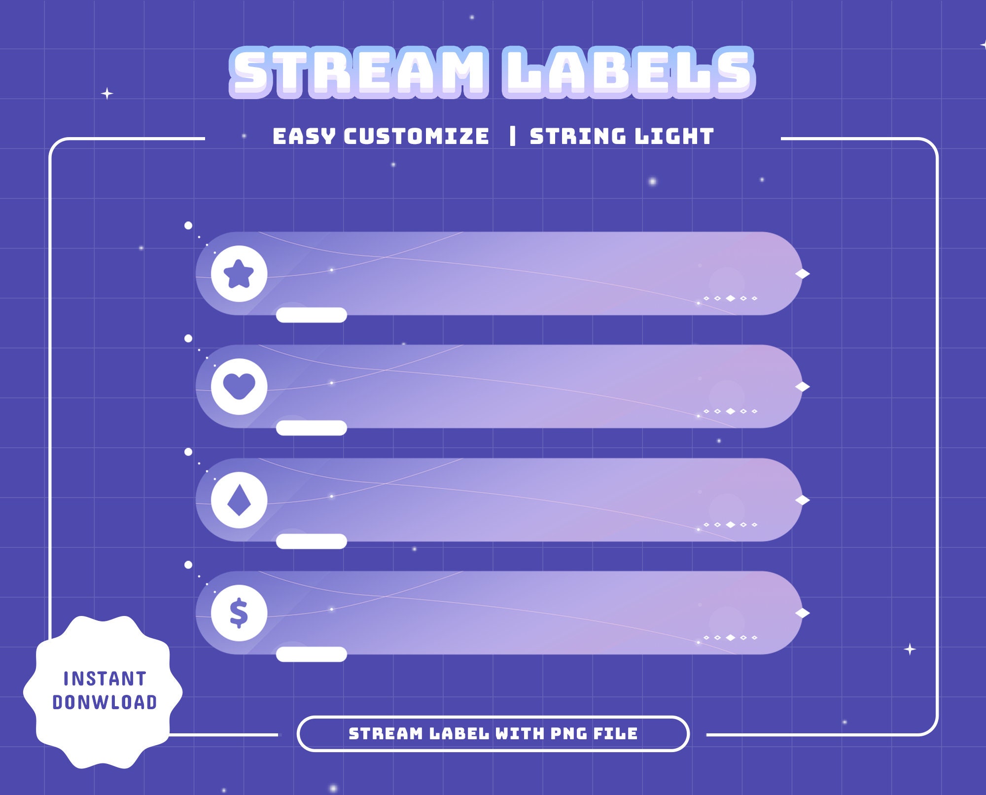 String Light Animated Stream Package/transition/stream Overlay/panels ...