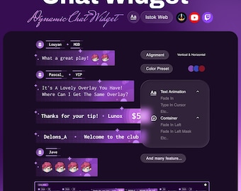 Dynamic Chat Widget | Glitch Cyberpunk UI | Twitch YouTube | Animated Alerts & Roles | Customizable StreamElements OBS