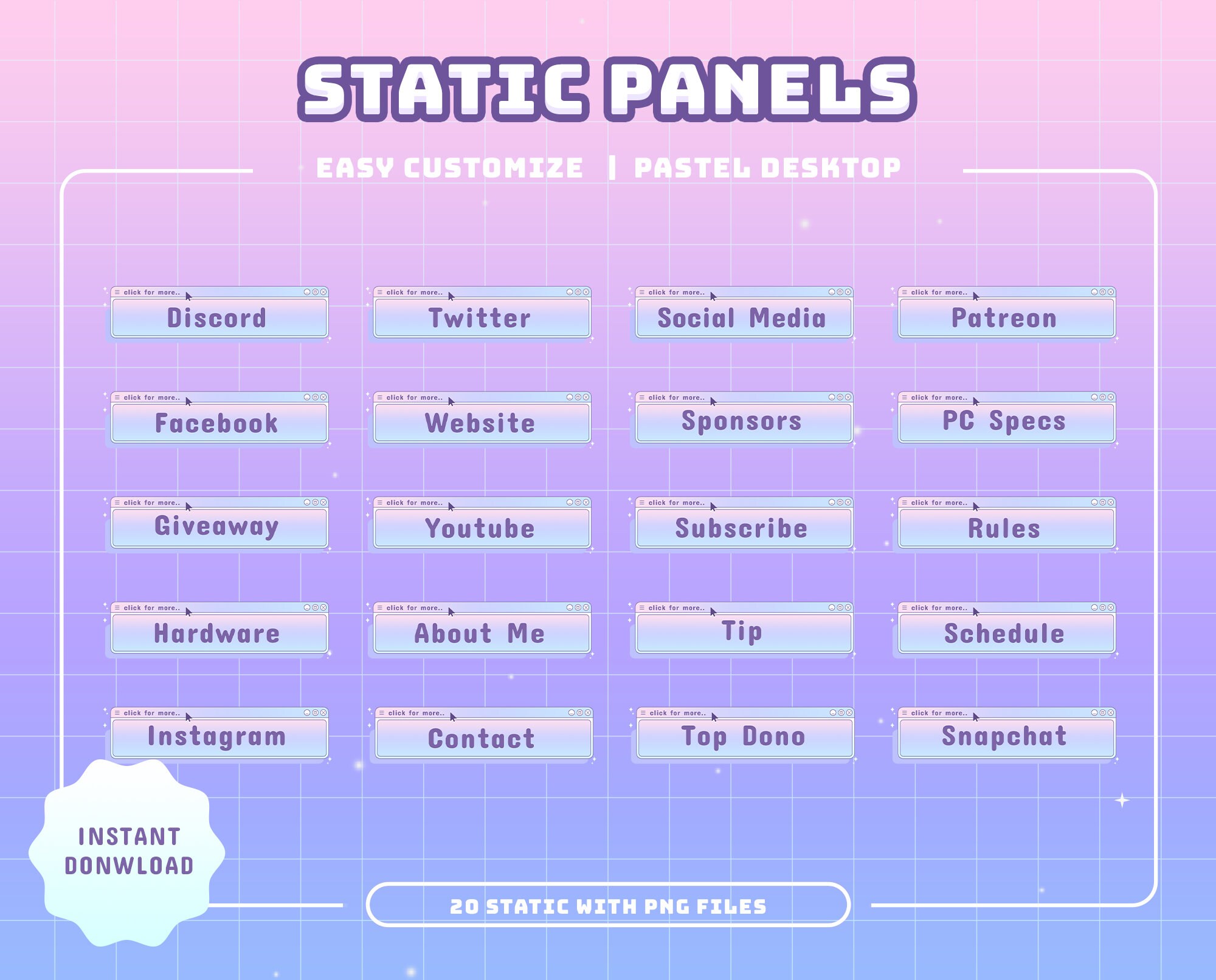 Pastel Animated Desktop Stream Pack | Cozy Vtuber Overlay, Panels ...