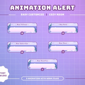 Cozy Room Animated Alert Package/Transition/Stream Overlay/Panels/Calm/Simple/Aesthetic/Indoor/Cute Theme/Chill/Cozy/Girl Room