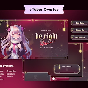 Crimson VTuber Animated Stream Package/Stream Overlay/Transition/Panels/VTuber Designs/Etsy VTuber/Red Theme/Crimson Aesthetics/VTuberStyle
