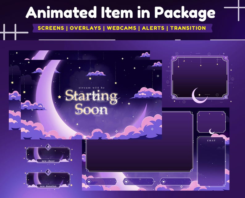 Galactic Dreamweave Animated Stream Pack/Galaxy Twitch Overlay/Cloud /Purple Overlay/Celestial Twitch Overlay/Streaming Assets/Dark Souls image 2