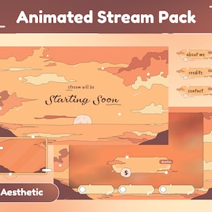 Sunset Animated Stream Package/Transition/Panels/Girly/Cute Theme/Simple/Chill/Lo-Fi/Sky line Sunset/Cloud Scape/Ethereal Evening/Sky Stream