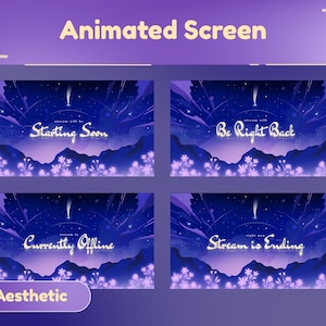 Floral Dreams Animated Stream Screen/Aesthetic Theme/Flower Design/Stream Overlay/Purple Color/Cute Theme/Twitch Set/Animation Screen/Kawaii