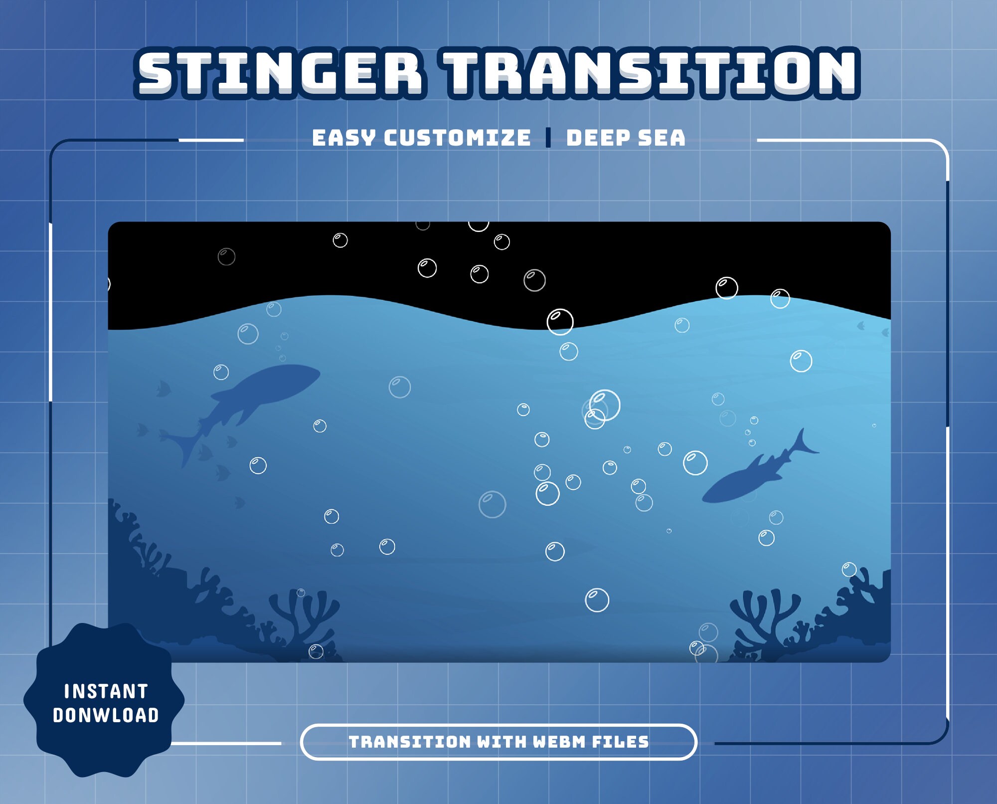 Deep Sea Animated Stream Transition/Stream Overlay/Transition/Panels/Ocean/Deep/Blue Theme/Water Theme/Cute Theme/Calm/Aqua Water