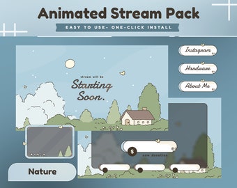 Green Oasis Animated Stream Package/Green White Theme/Twitch Set/Panels/Home sweet home/ Calm Theme/Aesthetic/Cute Stream/Floral Transition/