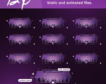Animated Twilight Aurora Stream Alerts: Cozy Purple Night Forest for Twitch and OBS/Streamlabs