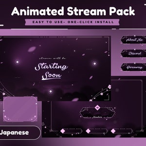 バイオレット ブロッサム アニメーション ストリーム パッケージ/ストリーム オーバーレイ/トランジション/パネル/桜/日本語/花/日本のテーマ/赤/落ち着いた/落ち着いたテーマ/桜/花