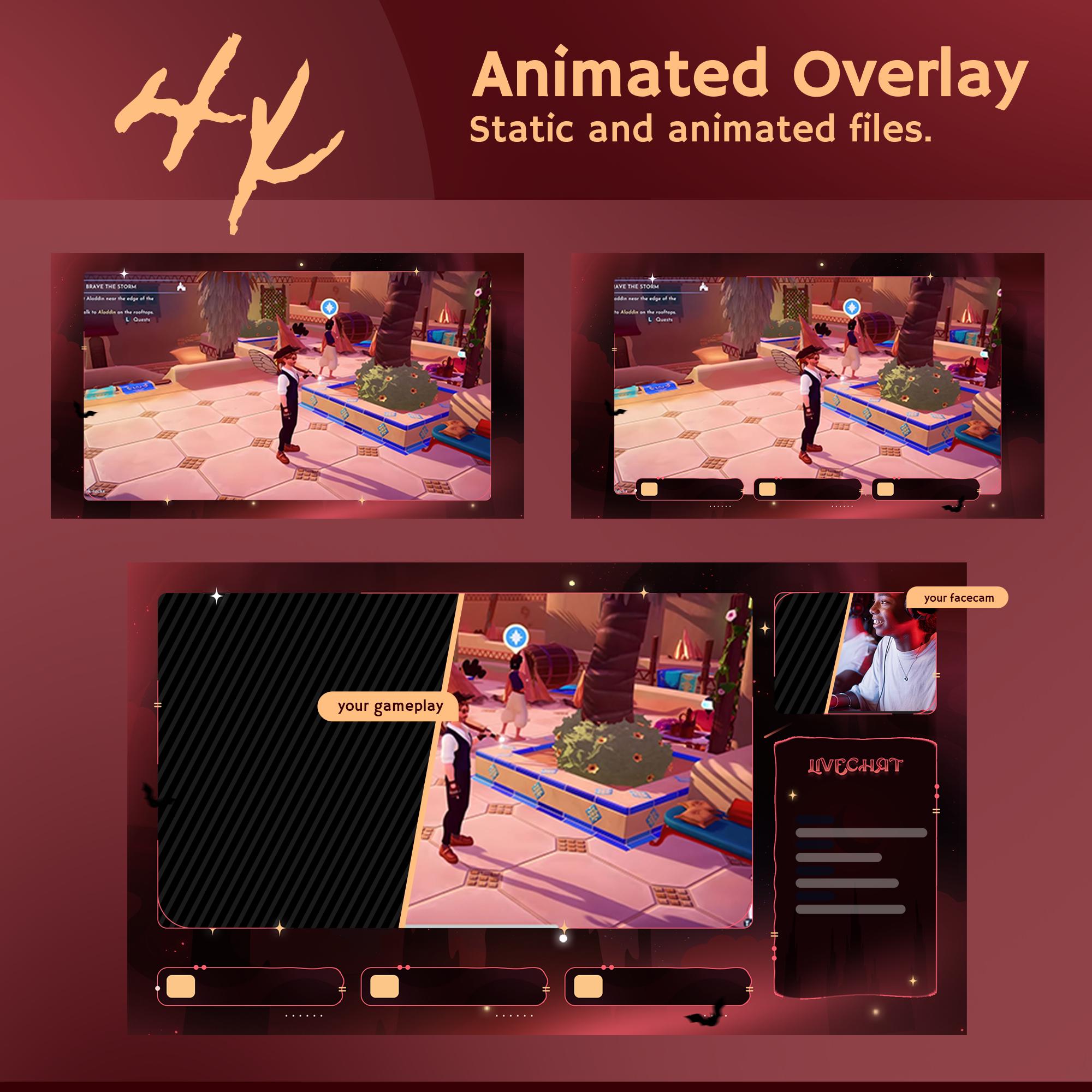 Dark Animated Stream Pack | Bloodthorn Vtuber Theme for Twitch, OBS - Etsy