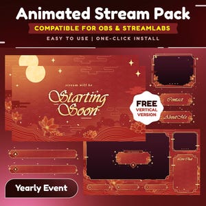 The Lunar Realm Animated Stream Overlay Package for Twitch/Hidden Celestial Twitch Overlay/Vertical Stream for TikTok/Silver Moon Background