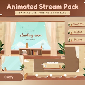 Cozy Lounge Animated Stream Package/Transition/Stream Overlay/Panels/Calm/Simple/Aesthetic/Lo-Fi/Cute Theme/Chill/Cozy/Girl Room