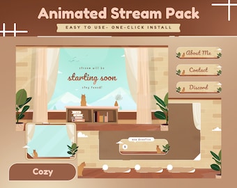 Cozy Lo-fi Animated Stream Package | Twitch, YouTube, Kick Overlay Scenes