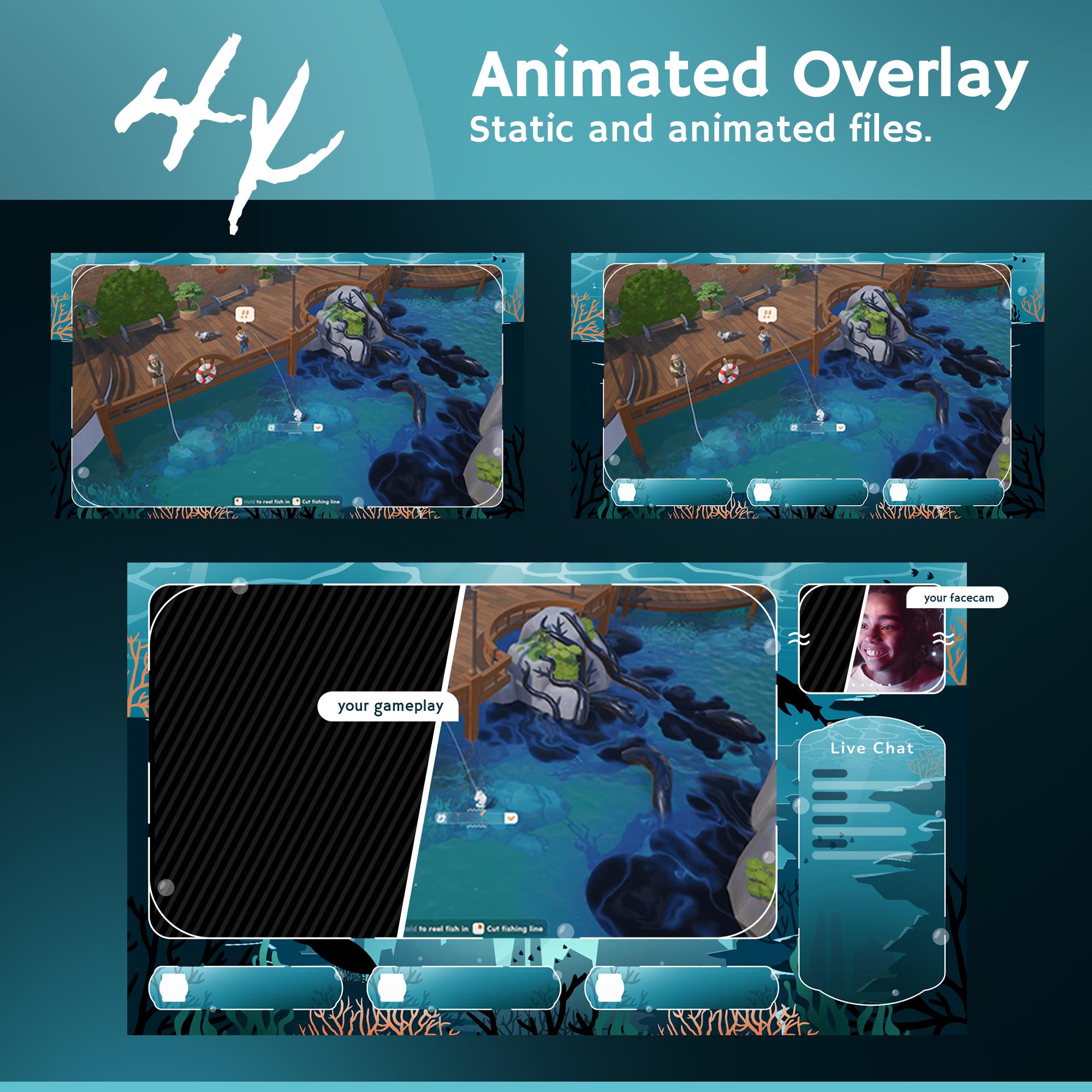 Ocean Reef Animated Twitch OBS Stream Overlay Pack | Nautical Alerts ...