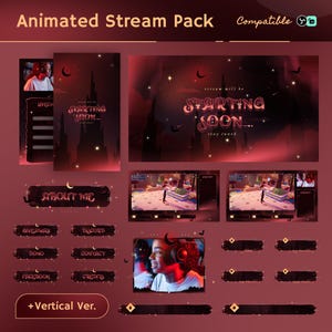 Dark Animated Stream Pack | Bloodthorn VTuber Theme for Twitch, OBS