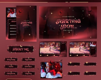 Dark Animated Stream Pack | Bloodthorn VTuber Theme for Twitch, OBS