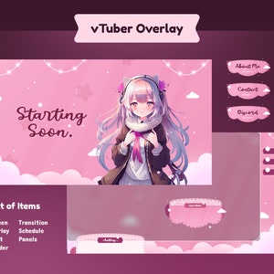 Dream Sky Animated Stream Package/Transition/Twitch Overlay/Pink Sky Theme/Cloud/Fun/Calm/Simple/Chill Theme/Aesthetic/VTuber Overlay