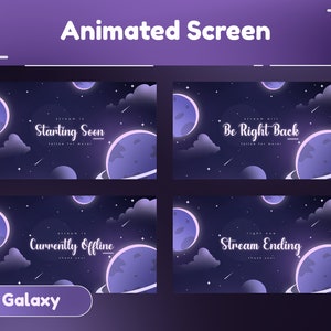 Purple Nova Animated Stream Screen/Stream Overlay/Simple Design/Galaxy/Aesthetic Overlay/Cloud Shape/Dark Theme/Planet Design/Galaxy Theme